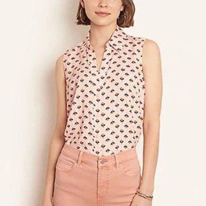 ANN TAYLOR Floral Sleeveless Button Front Blouse Size XS